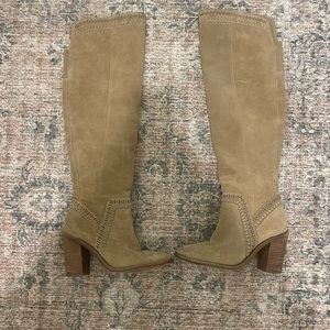 Vince Camuto tan thigh high boot - western detail